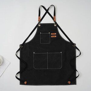 Black Cooking / Gardening / Artist Aprons - Cotton Canvas Professional Bib Apron